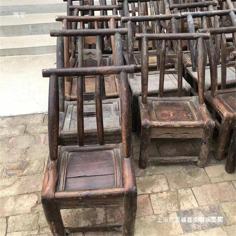 老式榆木椅子小板凳怀旧老物件农村旧家具靠背椅凳子复古摆件道具