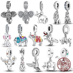 925 Silver elephant lion rhinoceros dinosaur Animal Charms