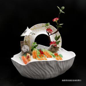 刺身三文鱼鱼冰盘日料摆BGZ盘盘海姿鲜造拼盘鱼生密胺雕寿司餐具