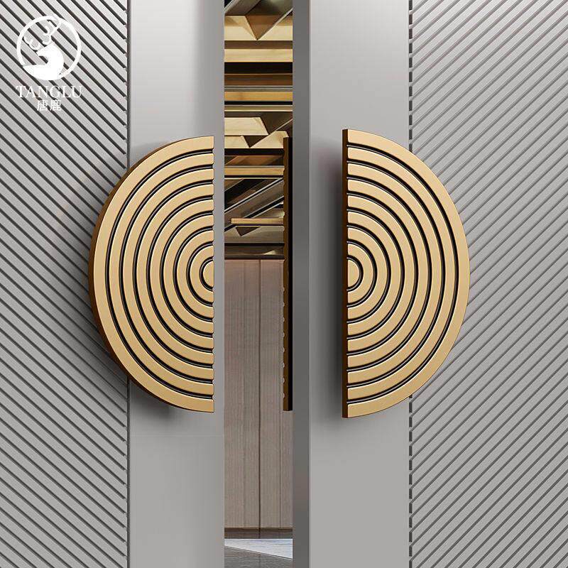 新中式玻璃门拉手彷古铜实木门柜门包厢会议室拉手半圆形大门把手