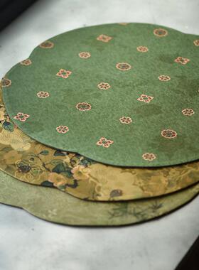 慢蓝香子云纱茶席垫圆形高端国新中0000253式禅意高档泡双风面干