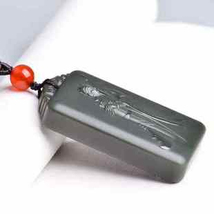 大量批发和田玉青玉长须关公拿大刀玉牌吊坠时尚 大气青玉吊坠