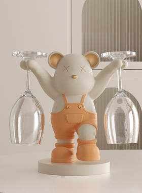 创意可爱红酒杯架摆件高档轻奢客厅酒柜暴力熊红酒架餐边柜装饰品