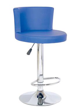 蓝色休闲椅时尚吧椅升降椅客厅椅带靠背个性圆形座皮吧椅椅盟