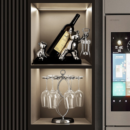 红酒杯架酒柜装饰品摆件现代轻奢高档家居客厅边柜电视柜展示套装