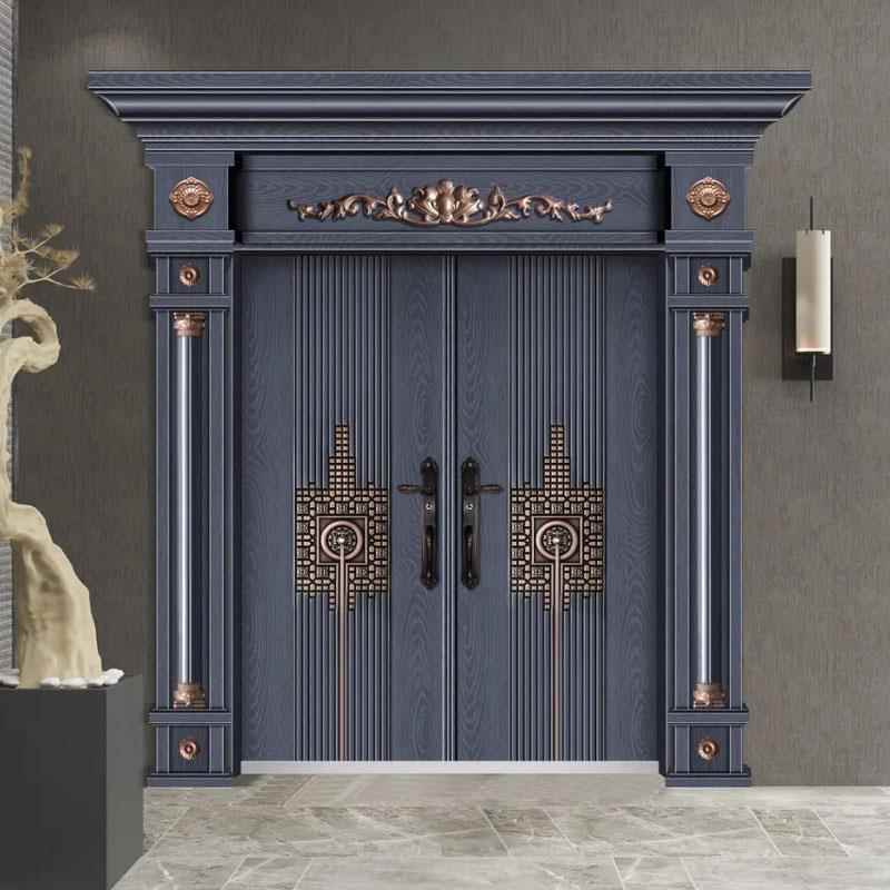 2024年新款防爆精雕铸铝别墅大门双开门农村自建房入户门家用防盗