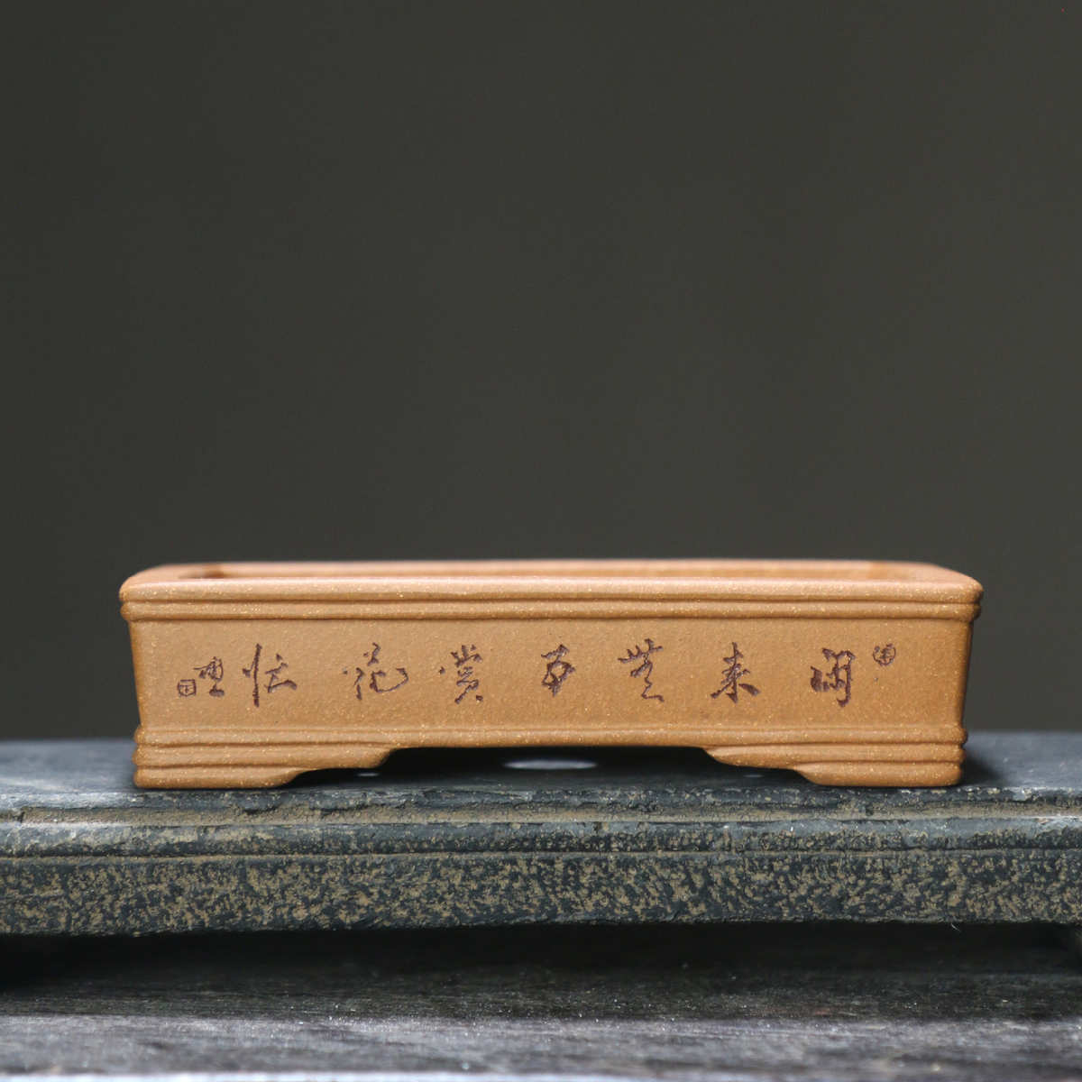 紫砂花盆长方形五线盆盆景盆马槽盆浅盆苏兵手工盆名家盆古典盆栽