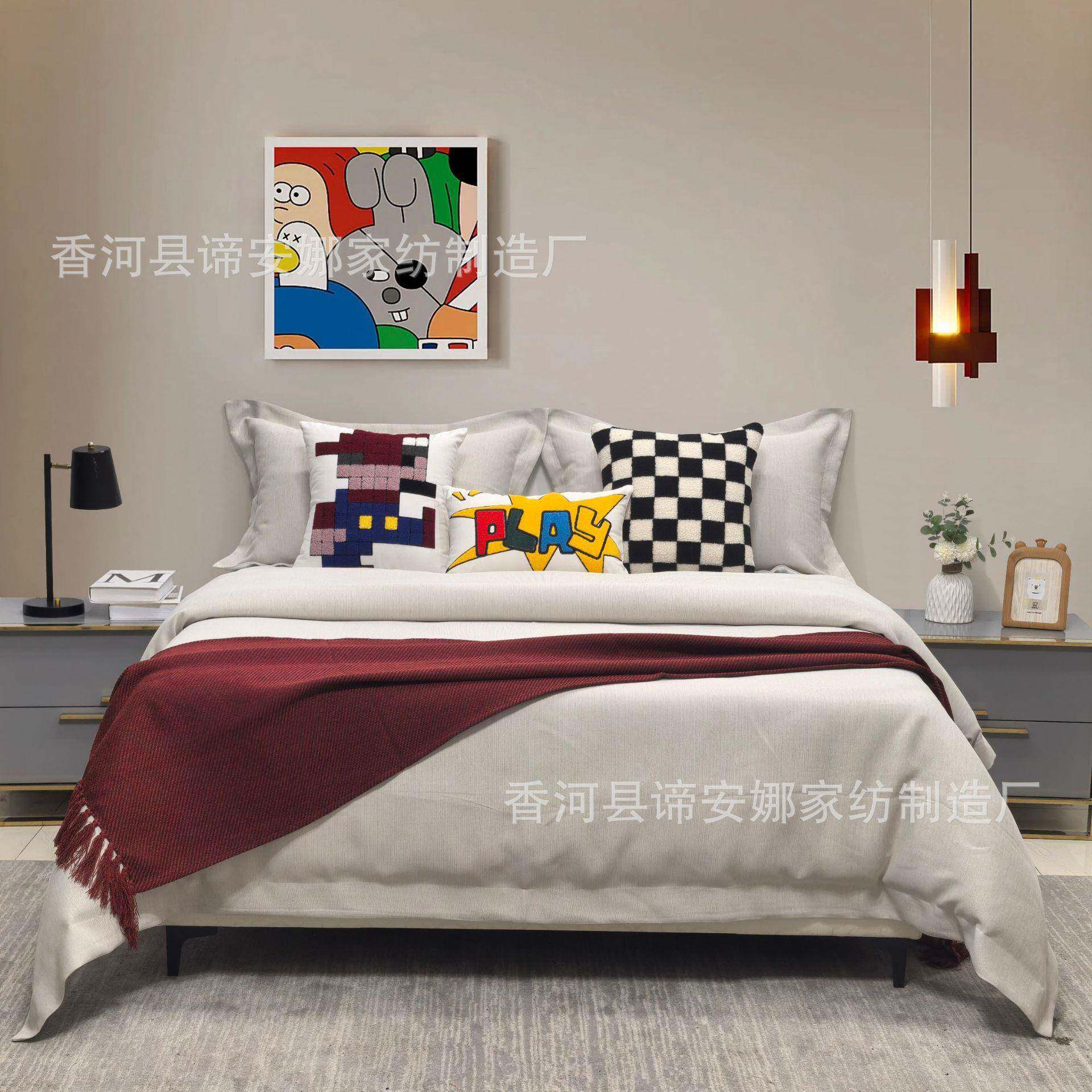 青年样板间青少年软家具展厅上用品少床奶油风儿童装设计多件套床