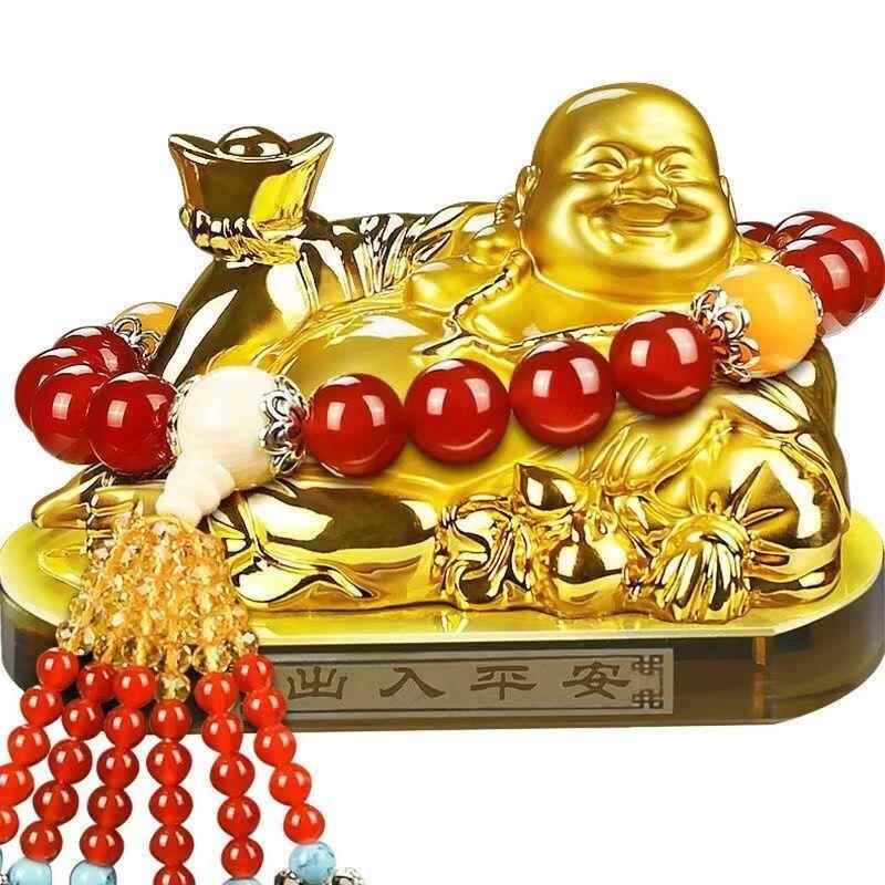 高档高档内汽车摆件弥勒佛载座香水佛像车车上车车用装饰品挂件