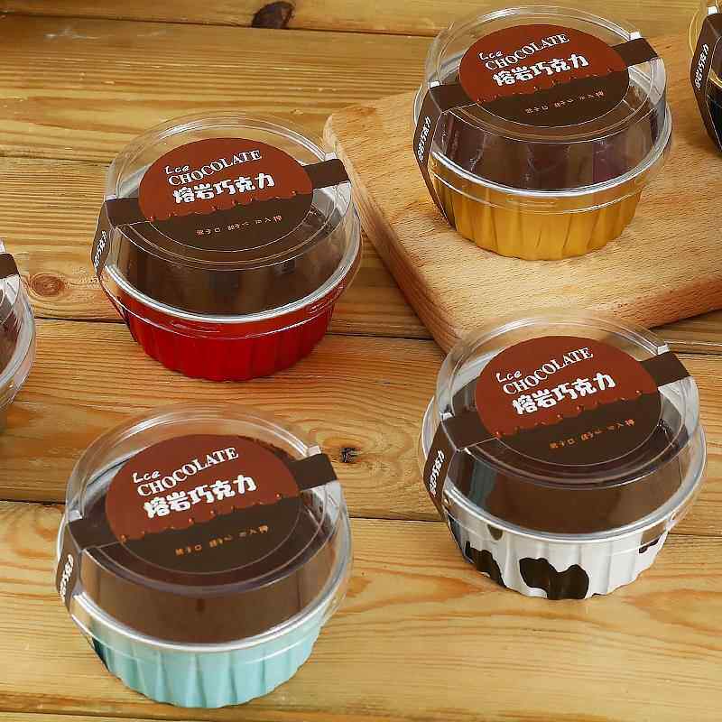 冰山熔岩包装盒巧克力蛋糕盒子模具贴纸慕斯布丁杯铝箔甜品容器罐
