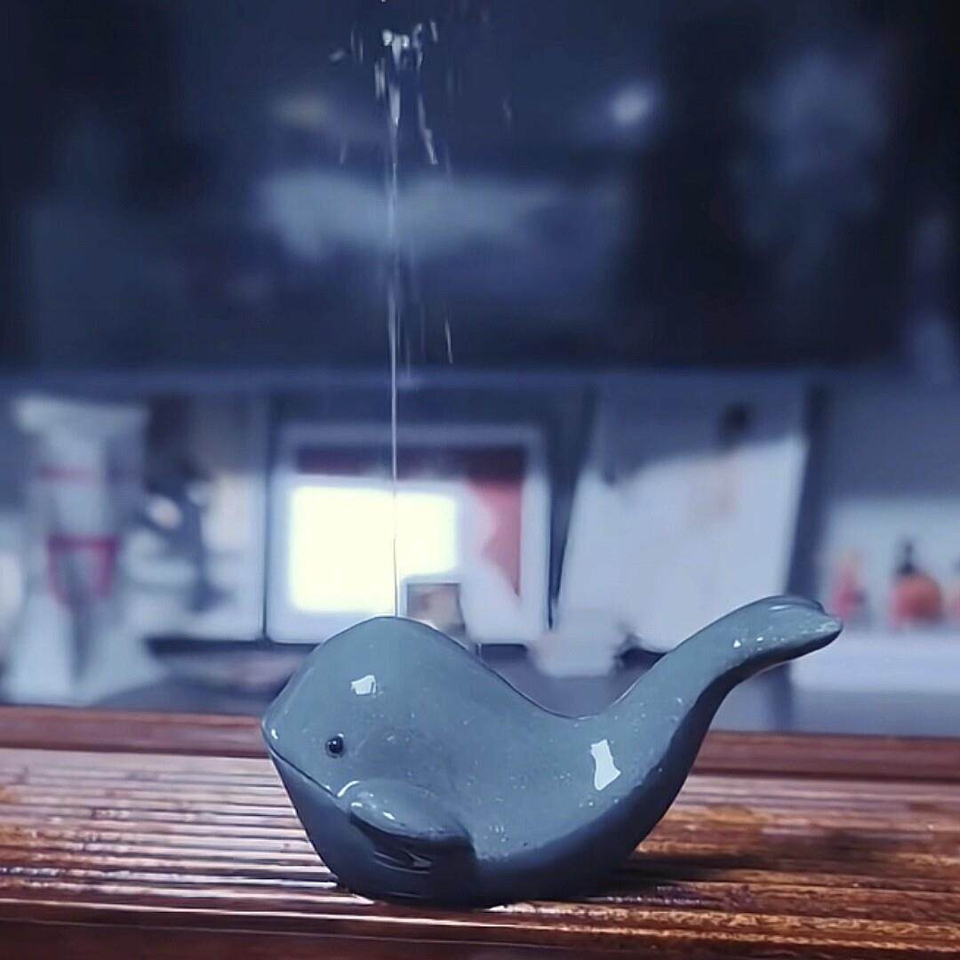 鲸鱼喷水茶宠茶玩紫砂精品可养手工创意鱼茶具配件茶桌摆件