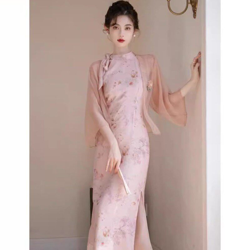 新中式防晒开衫女夏季配吊带裙子上衣外搭罩衫宽松薄纱冰丝小披肩