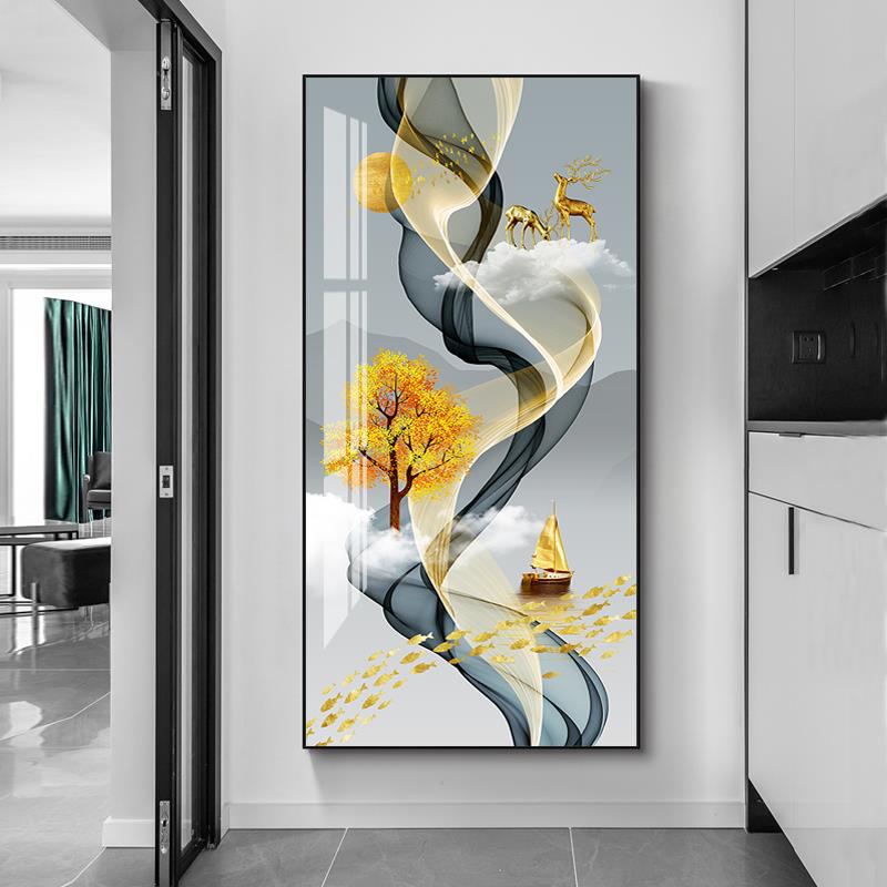 抽象简约入口画入口走廊过道屏风挂画现代极简主义客厅水晶瓷钻石