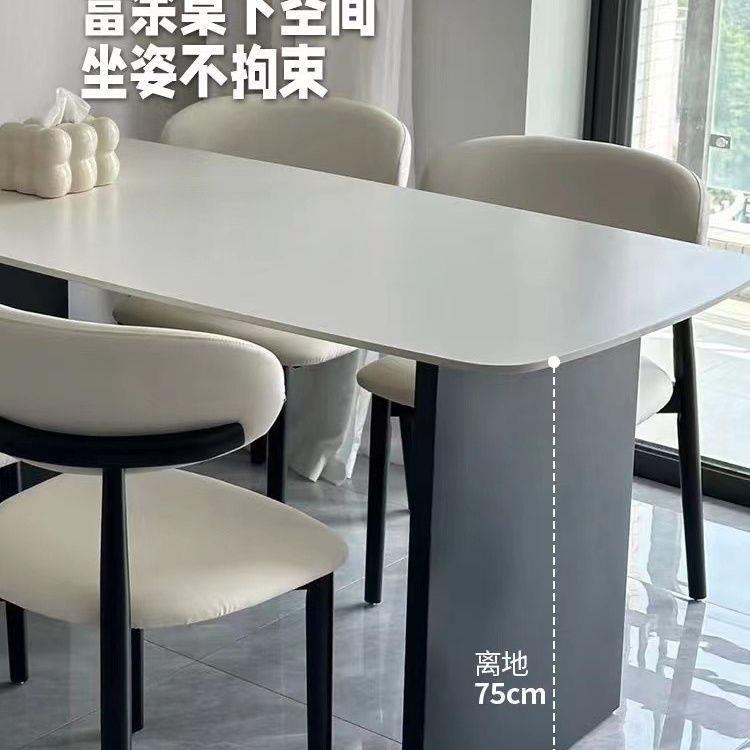 桌简USY约德利丰岩板餐桌家用小户型小长方桌形餐意式餐椅户型西