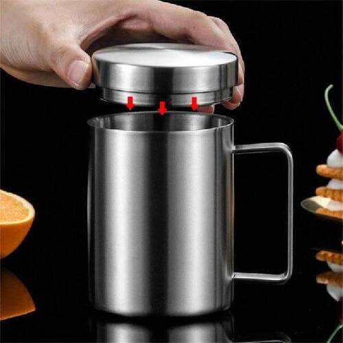 Double Wall Coffee Mug with Lid Stainless Steel Drinkware