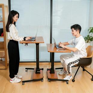 气动升降实桌木可折叠脑站立式 可电移动边床办公桌书桌551儿童学