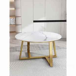 圆形岩大理石几瓷砖木板茶DIN几议餐桌小边洽板谈桌会桌桌腿支架