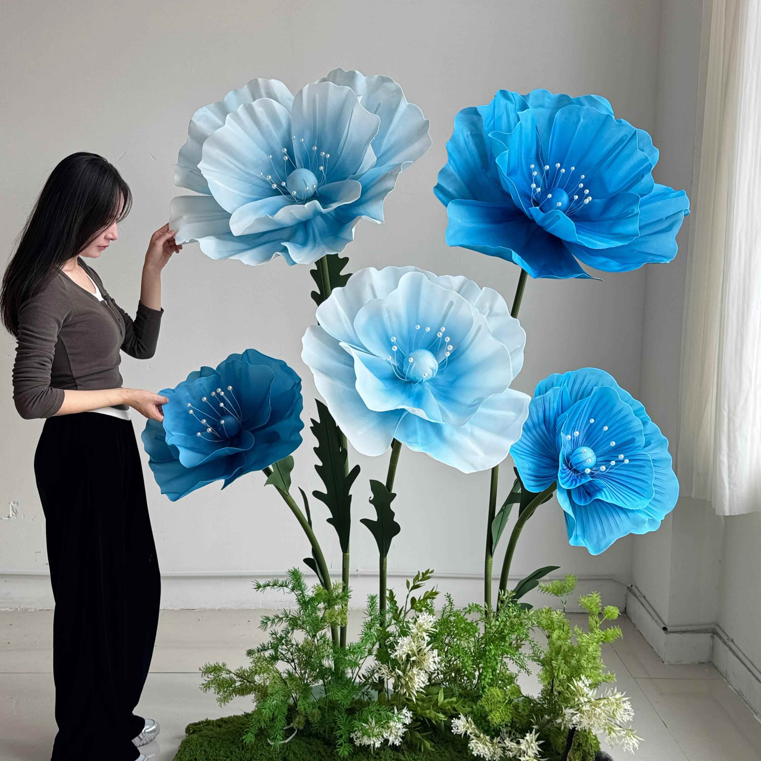 彷真纸花虞美人大纸艺花装饰花橱窗美陈商场装饰花艺活动布置巨型