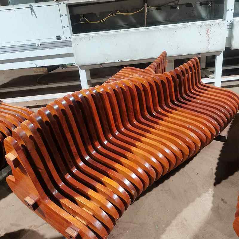 户凳外实PFM木切片椅商座场休闲椅玻璃钢异形坐实长木坐凳防腐木