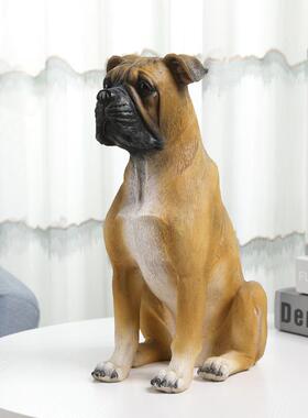 仿真狗摆招财视杜宾犬动物模型件雕塑客厅关玄电柜装无饰树脂工艺