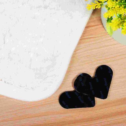 4 Pcs Black Heart Shaped Rug Sticker Gripper Non Slip Pad