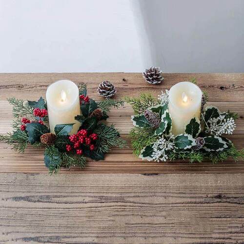 Christmas Ornaments Candle Holder Candlestick Wreath Centerp