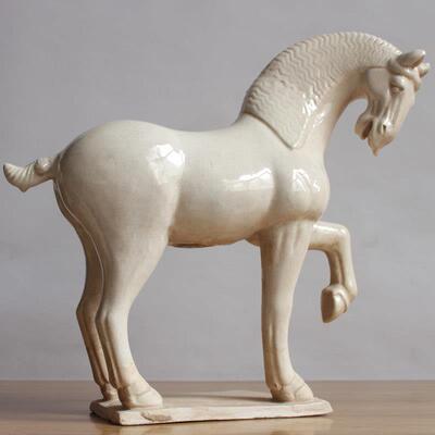 高性能古董唐三财艺术品陶瓷马饰品古董收藏软装饰覆古老野马腿马