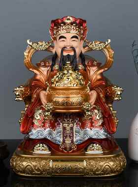 新树脂财神佛像家拜龙椅文财神比例财神佛像中国门厅餐桌装饰