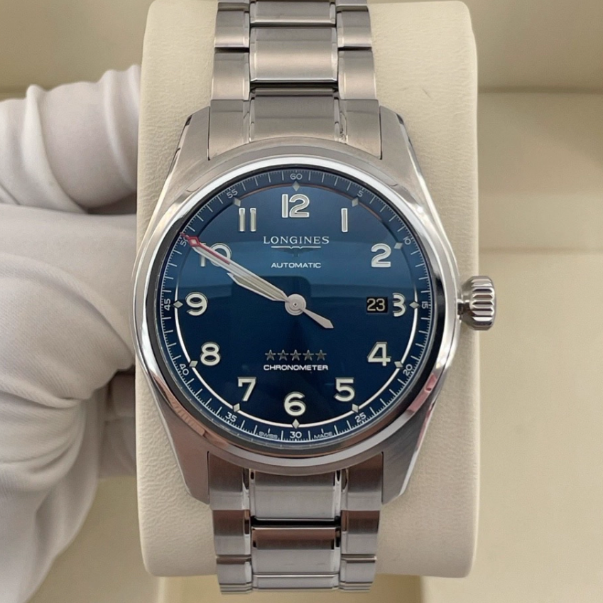 盒证[9.8新]浪琴先行者系列精钢自动机械表42MM男表L3.811.4.93.6