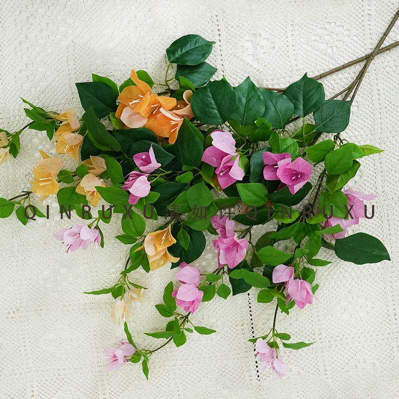 仿真大枝三角梅杜鹃花藤婚庆拱门吊藤摄影装饰假花设计线型插花
