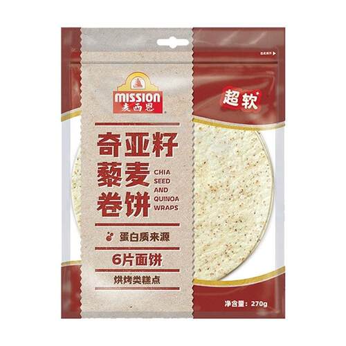 MISSION麦西恩 奇亚籽藜麦卷饼270g袋装健康营养方便早餐饼烘烤饼