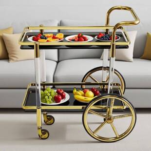 欧式 E5303Y蛋双层送餐车车4S店点心酒店 钛金水车贵妃糕酒水推车