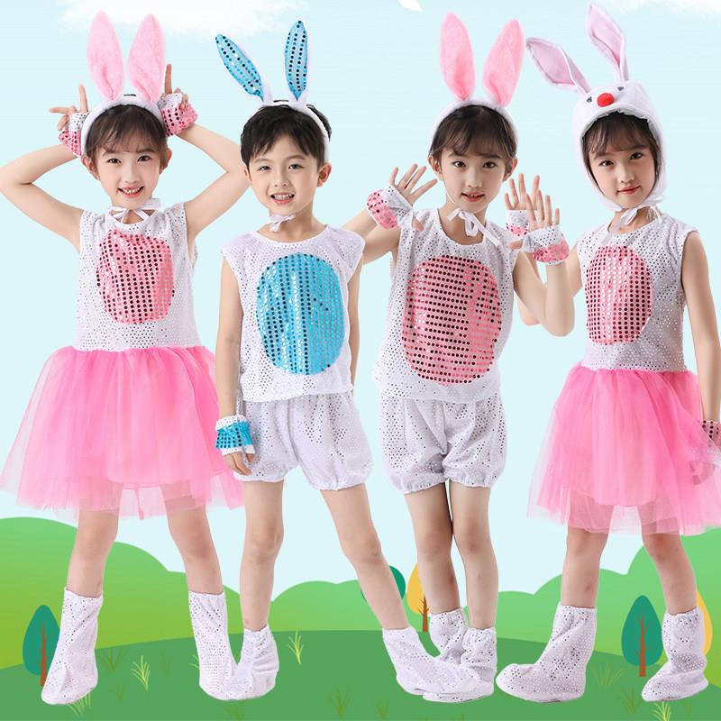 新款小白兔舞蹈服装儿童小兔子表演服兔子演出服幼儿卡通动物服装