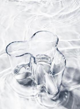 湖泊花瓶芬兰传奇湖泊手工吹制玻璃干花简约创意餐桌客厅鲜花花瓶