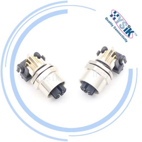 M12 Xcode母座前锁8P面板90°PCB防水连接器