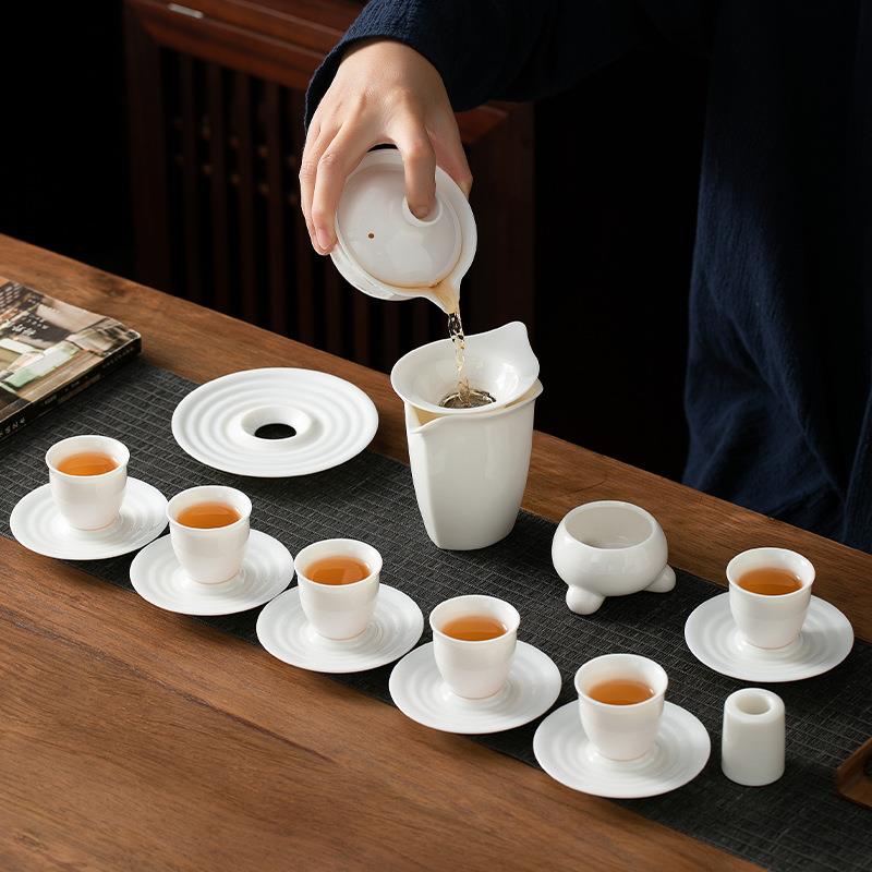 感恩有你茶具套装 羊脂玉白瓷办公家用功夫盖碗陶瓷茶杯高端送礼