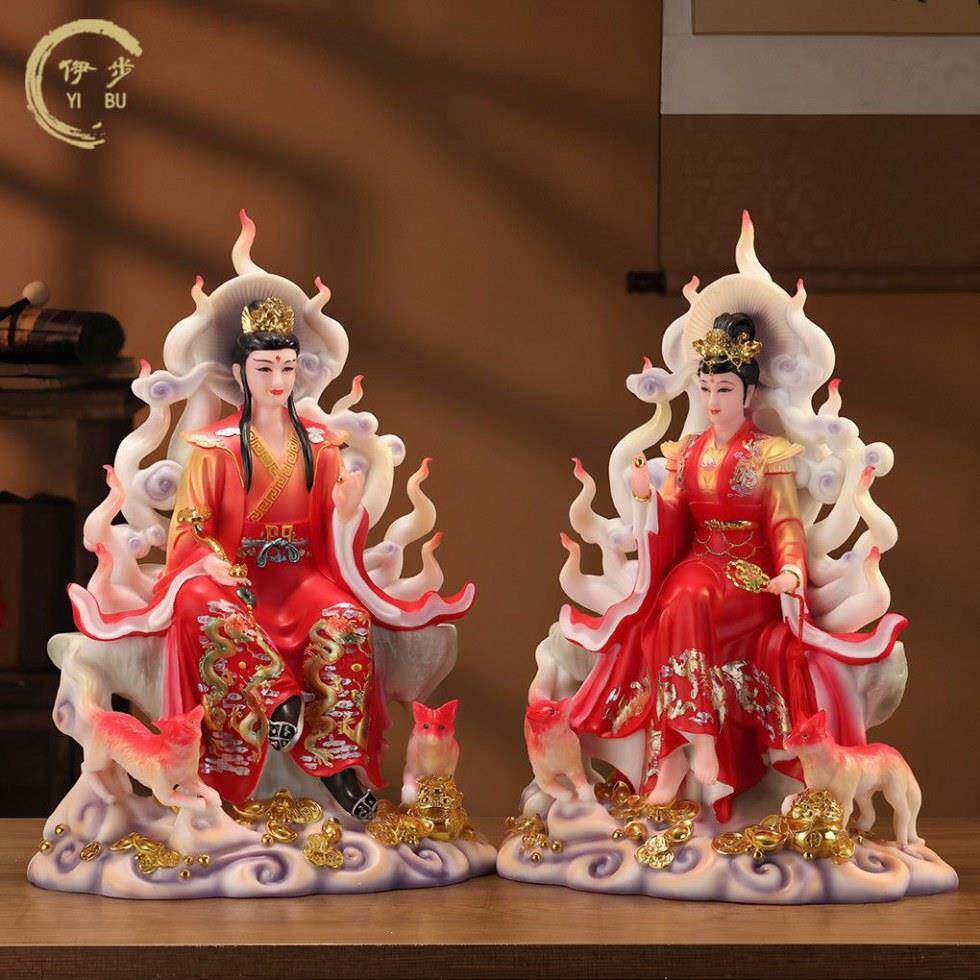 汉白玉青丘女神九尾狐娘娘神像摆件九尾娘娘九姑娘九公子家用供奉