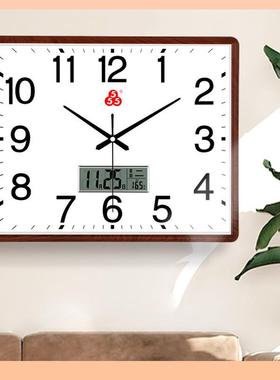 ?上海三约五牌石音英钟钟表挂钟客现代简大气厅方形静家F77SSTJJ