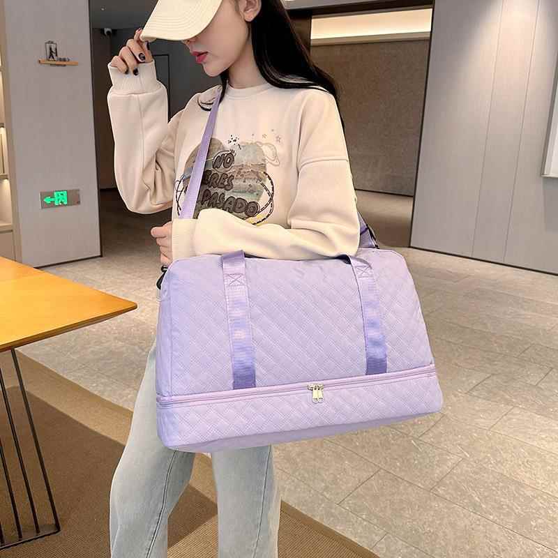 跨境菱格旅行包行李袋短途待产住宿健身游泳收纳包便携独立鞋位包