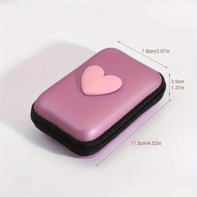3D Love Heart Headphone Data Cable Storage Bags Charger Powe