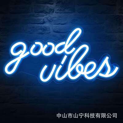亚马逊Temu外贸跨境工厂直发good vibes装饰灯霓虹灯标品热销