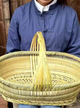 手工竹编织品 竹篮子家用菜篮日式餐具手提篮 粽子水果鸡蛋礼盒篮