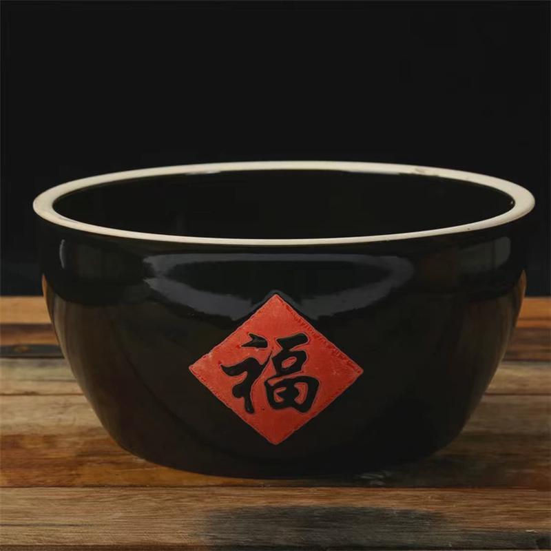 加厚福字缸包邮米缸水缸特色农家乐传统创意土陶瓷菜缸甜酒碗汤碗