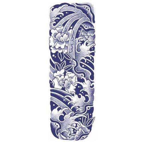 2PCS Full Arm Sleeves Semi Permanent Tattoo Koi Fish Flower