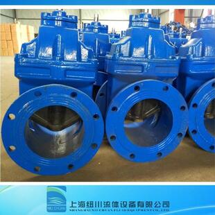供应上海纽川流体Z45X DN400暗杆法兰连接球铁弹性座封闸阀 16Q