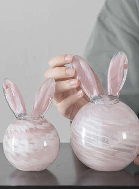 柏梵轻奢创意抽象琉璃兔子摆件高档桌面装饰摆件客厅酒柜书柜装饰