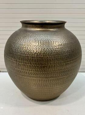 金色陶瓷花摆瓶桌落地大号插花器干枝陶板罐酒店面样FTO房玄关装