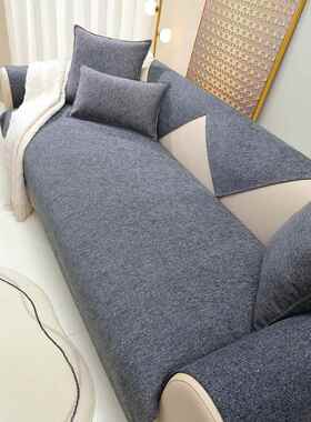 XEI3沙发垫简约现代棉麻雪尼尔灰色四季通用高密度皮沙发座垫坐垫