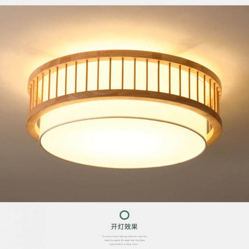 卧室吸顶灯日式原木吊灯简约家用客厅民宿餐饮创意氛围中式吸顶灯