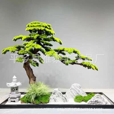 迎客松真松ATB树罗汉美人松玻式璃钢假树新中酒仿店装造型饰景观